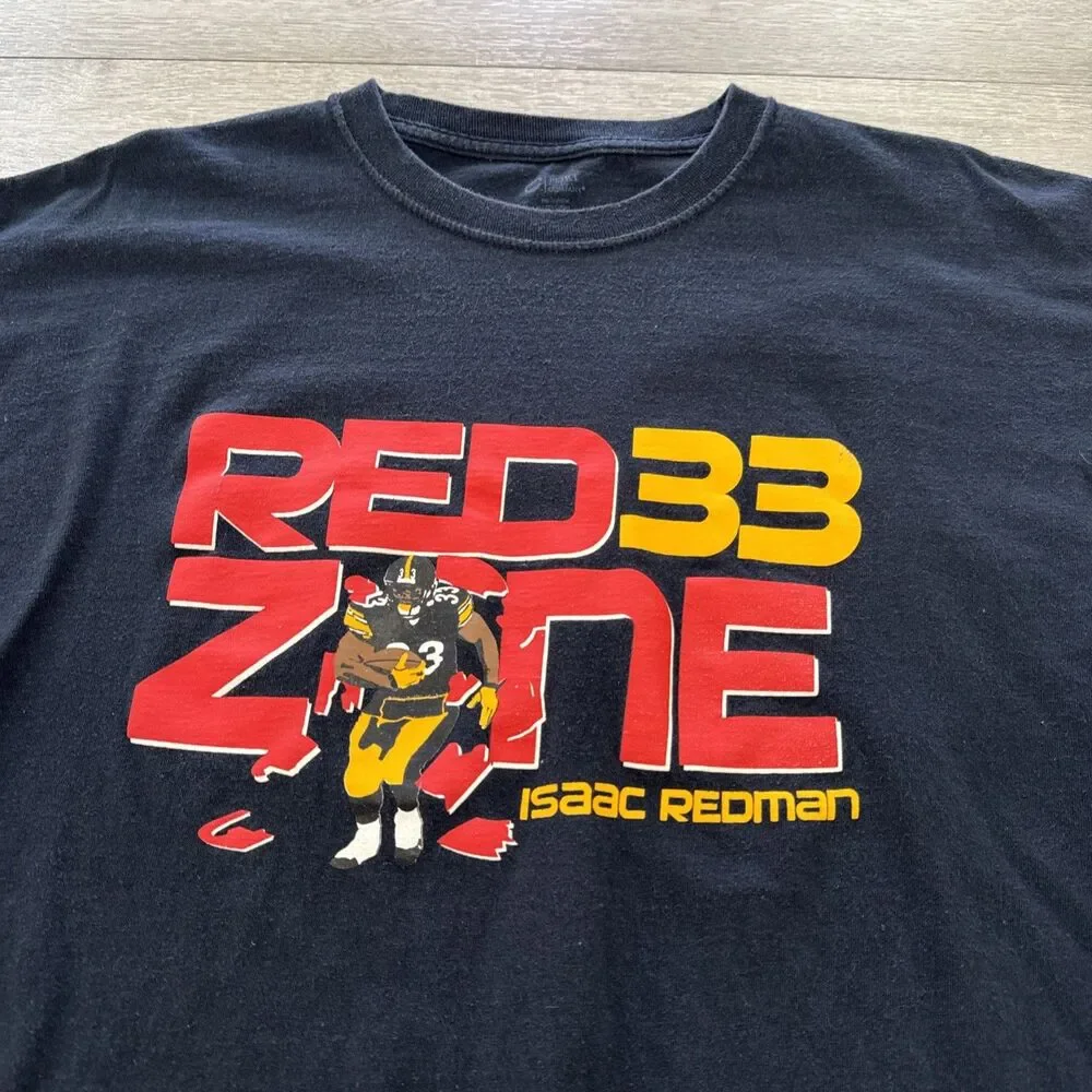 Isaac Redman Shirt Pittsburgh Steelers NFL Men's Black Tee 2XL Red Zone